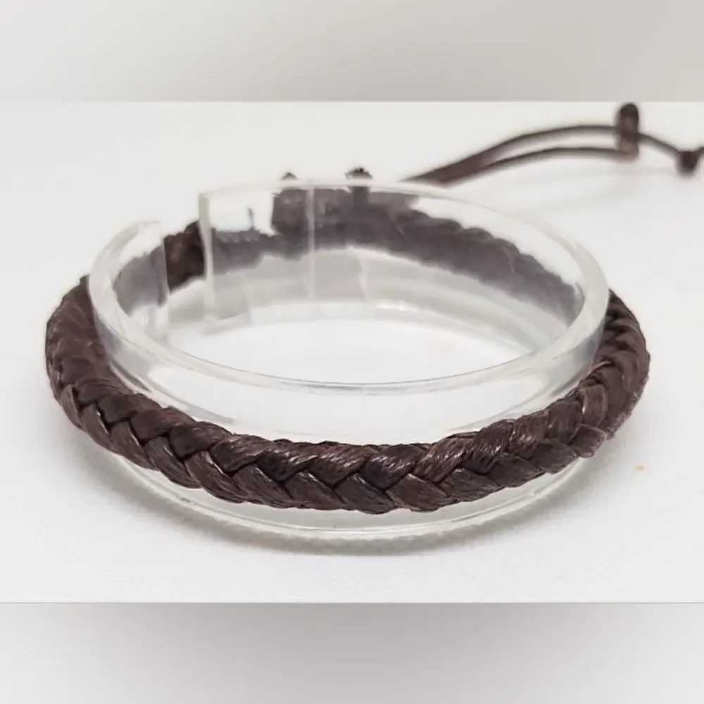 Men's leather bracelet braided brown new e50‎